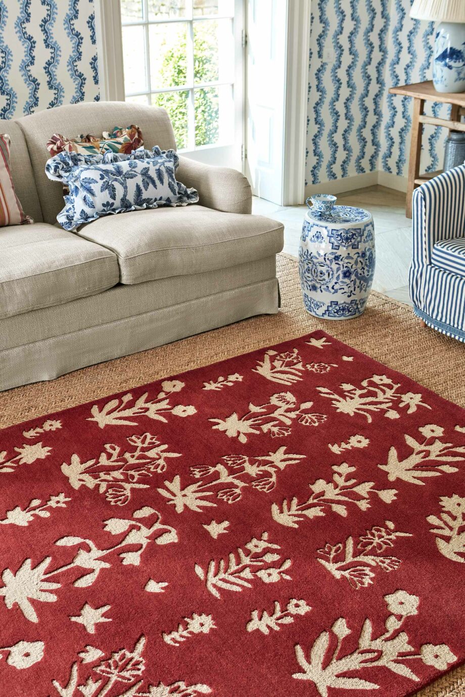 Sanderson Woodland Glade Damson Red 146800 interior 3