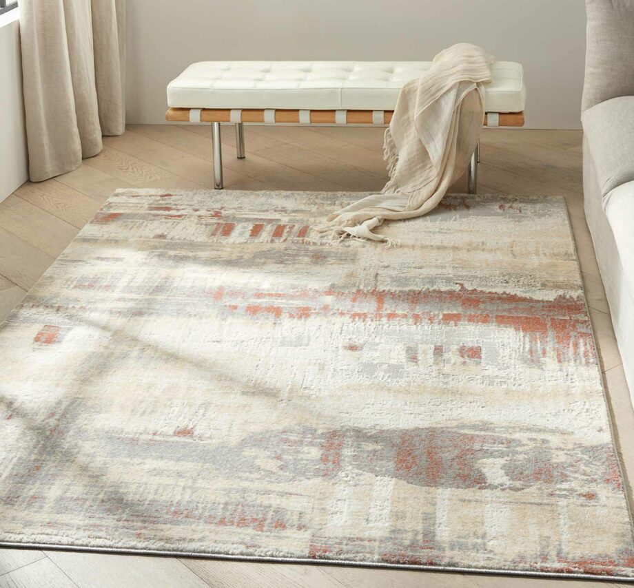 Calvin Klein rug Enchanting CK005 ECH02 GYRUS GREY RUST 5x7 099446869814 interior 1