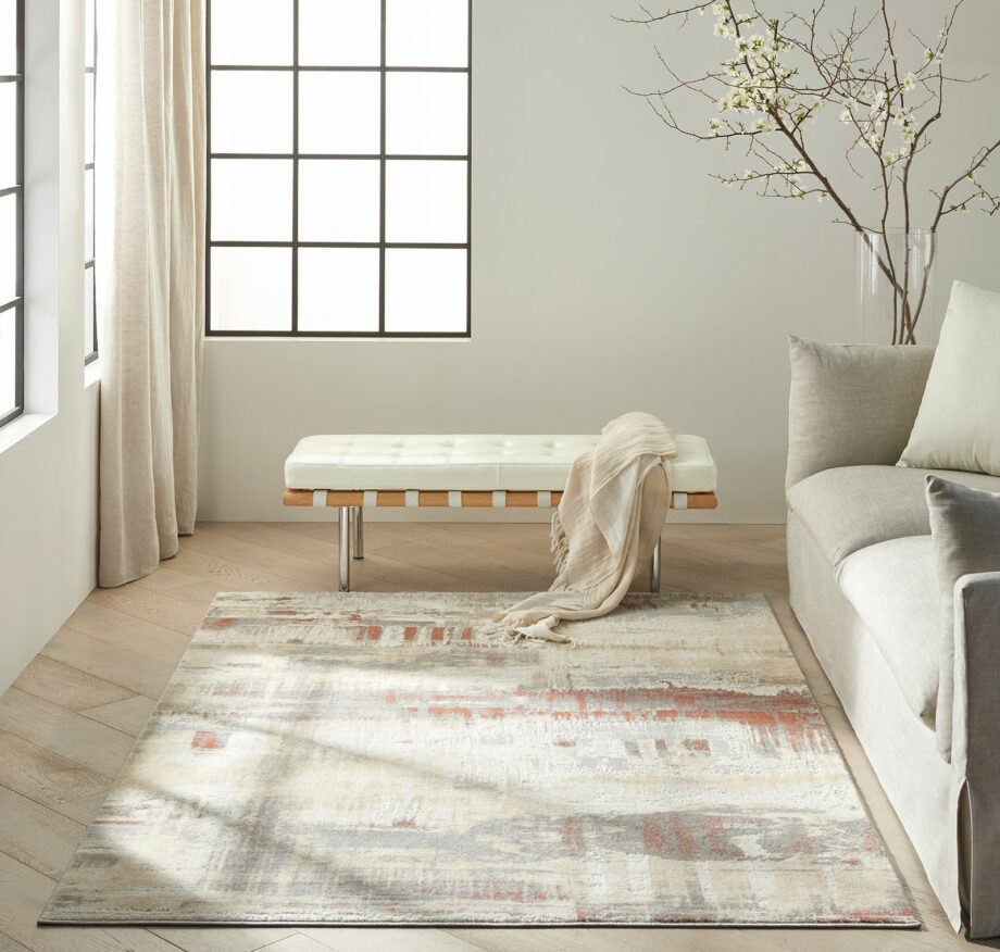 Calvin Klein rug Enchanting CK005 ECH02 GYRUS GREY RUST 5x7 099446869814 interior 3