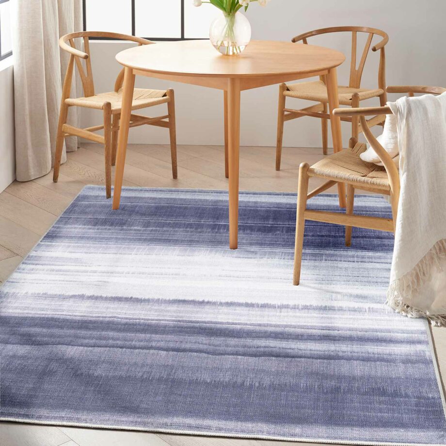 Calvin Klein rug Launder CK031 LDR01 GRYBL GREY BLUE 5x7 099446914699 interior 1