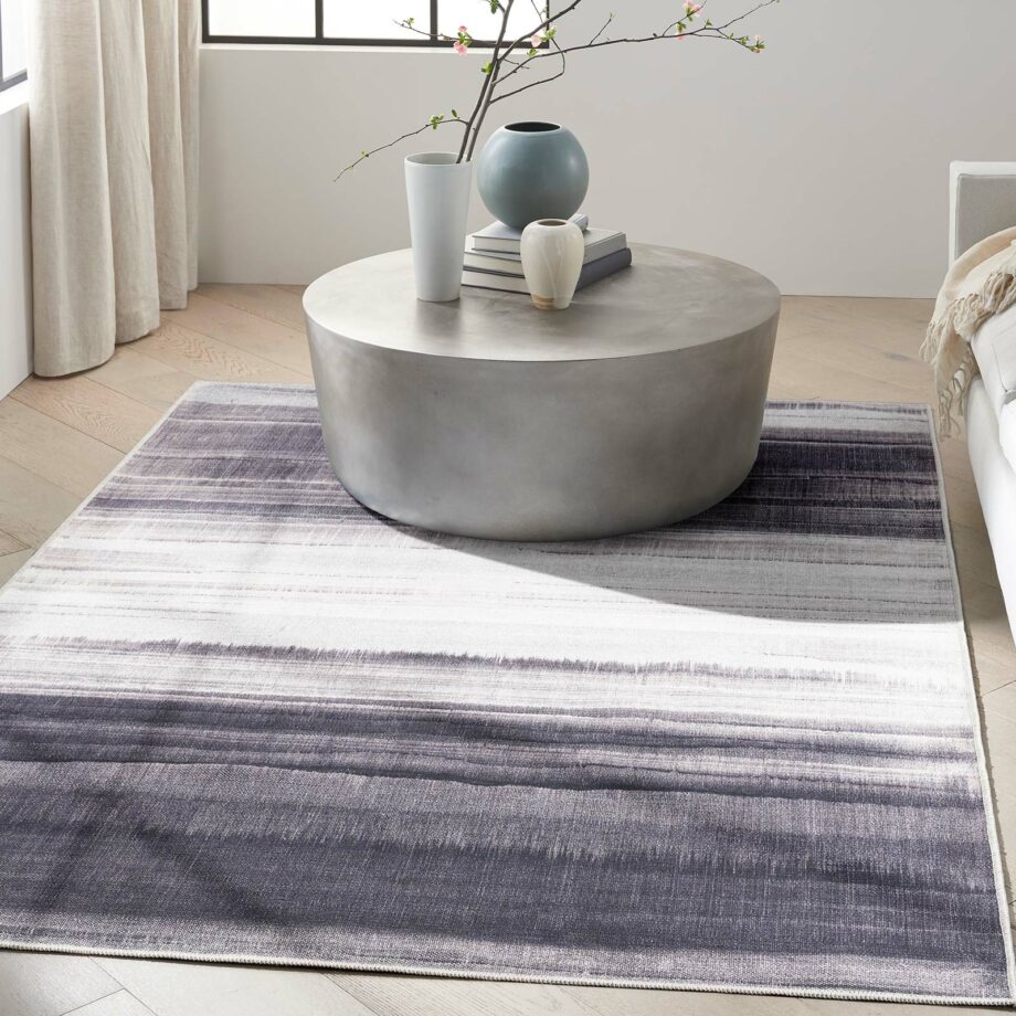 Calvin Klein rug Launder CK031 LDR01 IVBLK IVORY BLACK 5x7 099446914743 interior 1