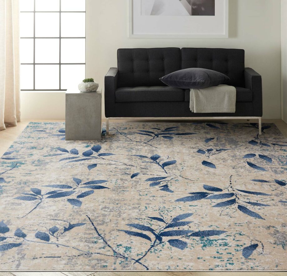 Calvin Klein rug River Flow CK001 RFV03 BGENV BEIGE NAVY 8X10 099446845757 interior