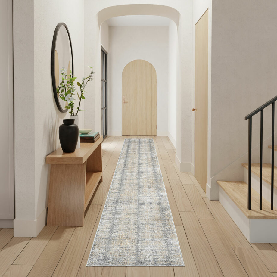 Nourison rug Abstract Hues ABH03 GRYGD GREY GOLD 2x12 099446906397 interior 1