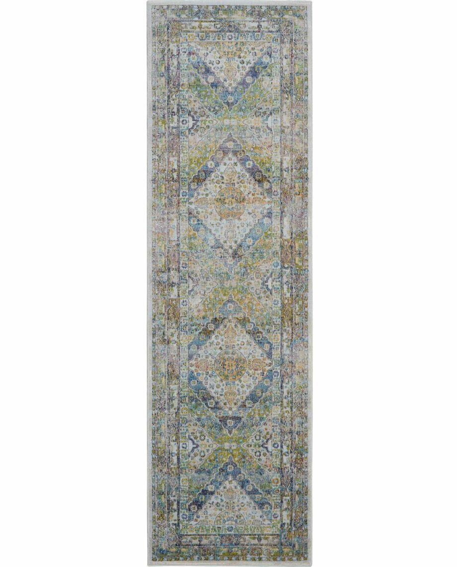 Nourison rug Ankara Global ANR07 BLGRE 2x6 099446457295 flat