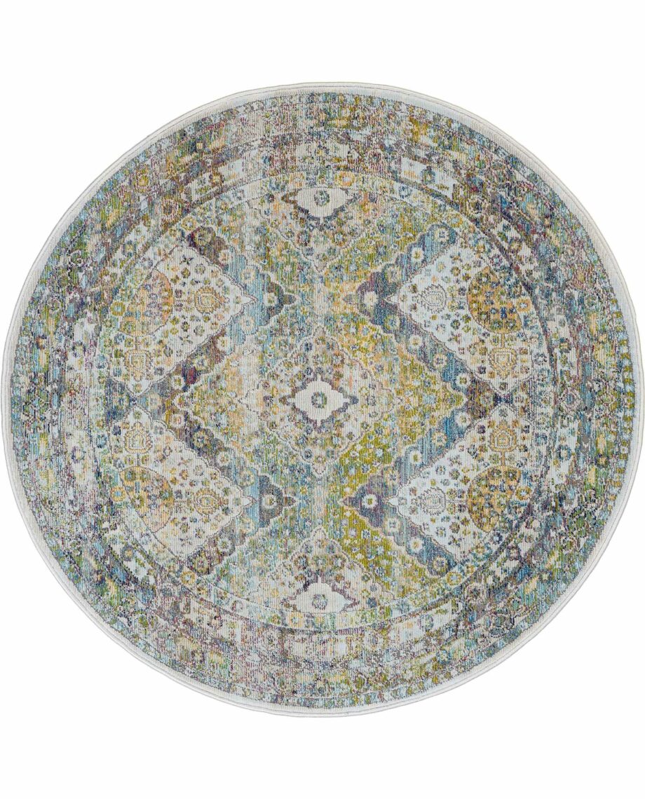 Nourison rug Ankara Global ANR07 BLGRE 4xRND 099446457318 flat C