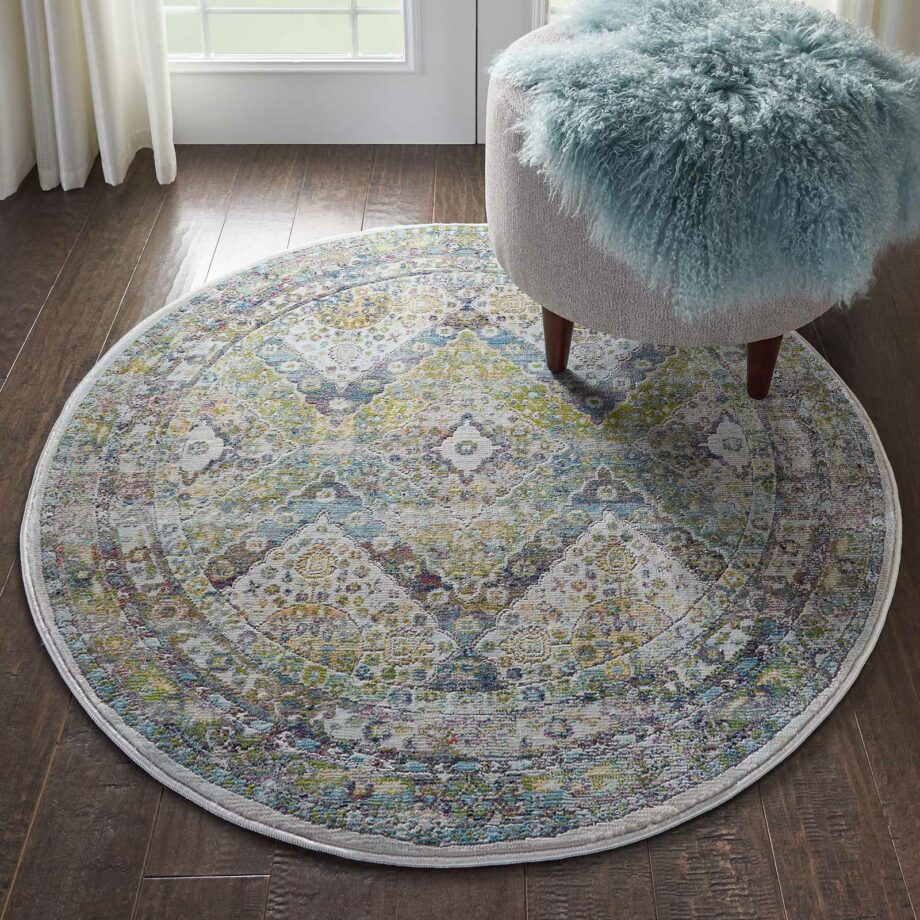 Nourison rug Ankara Global ANR07 BLGRE 4xRND 099446457318 interior 1 C