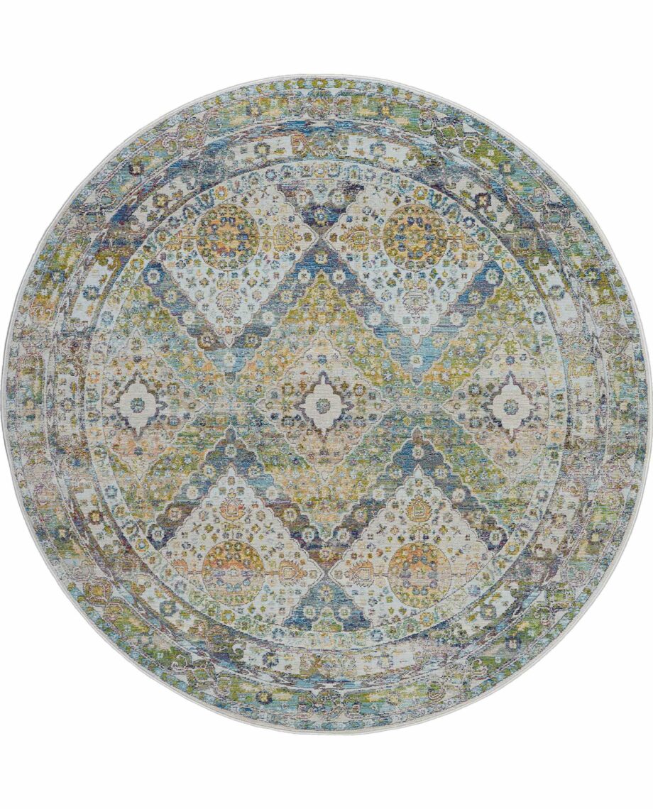 Nourison rug Ankara Global ANR07 BLGRE 6xRND 099446457370 flat C
