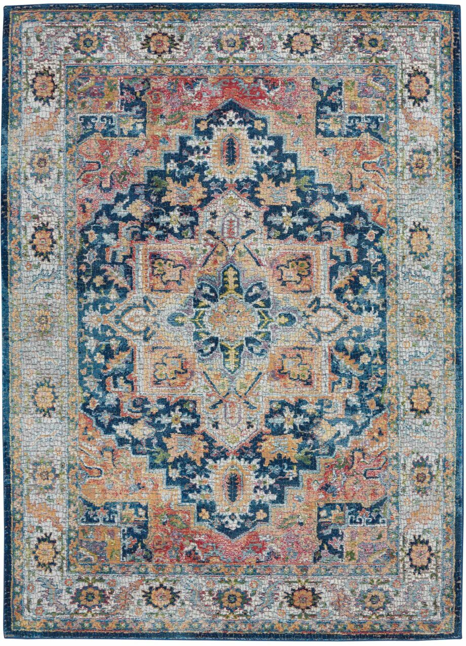Nourison rug Ankara Global ANR11 BLUMT BLUE MULTI 5x8 099446498076 flat C