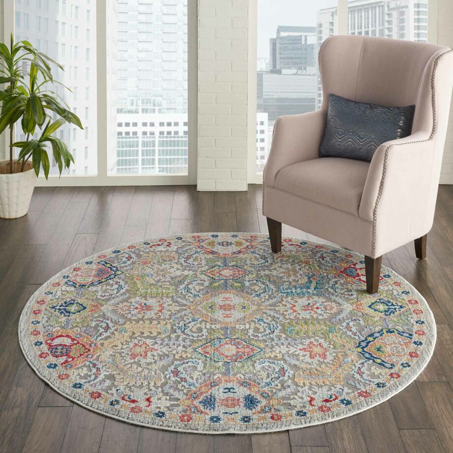 Nourison rug Ankara Global ANR12 GRYMT GREY MULTI 4xRND 099446498175 interior 1 C