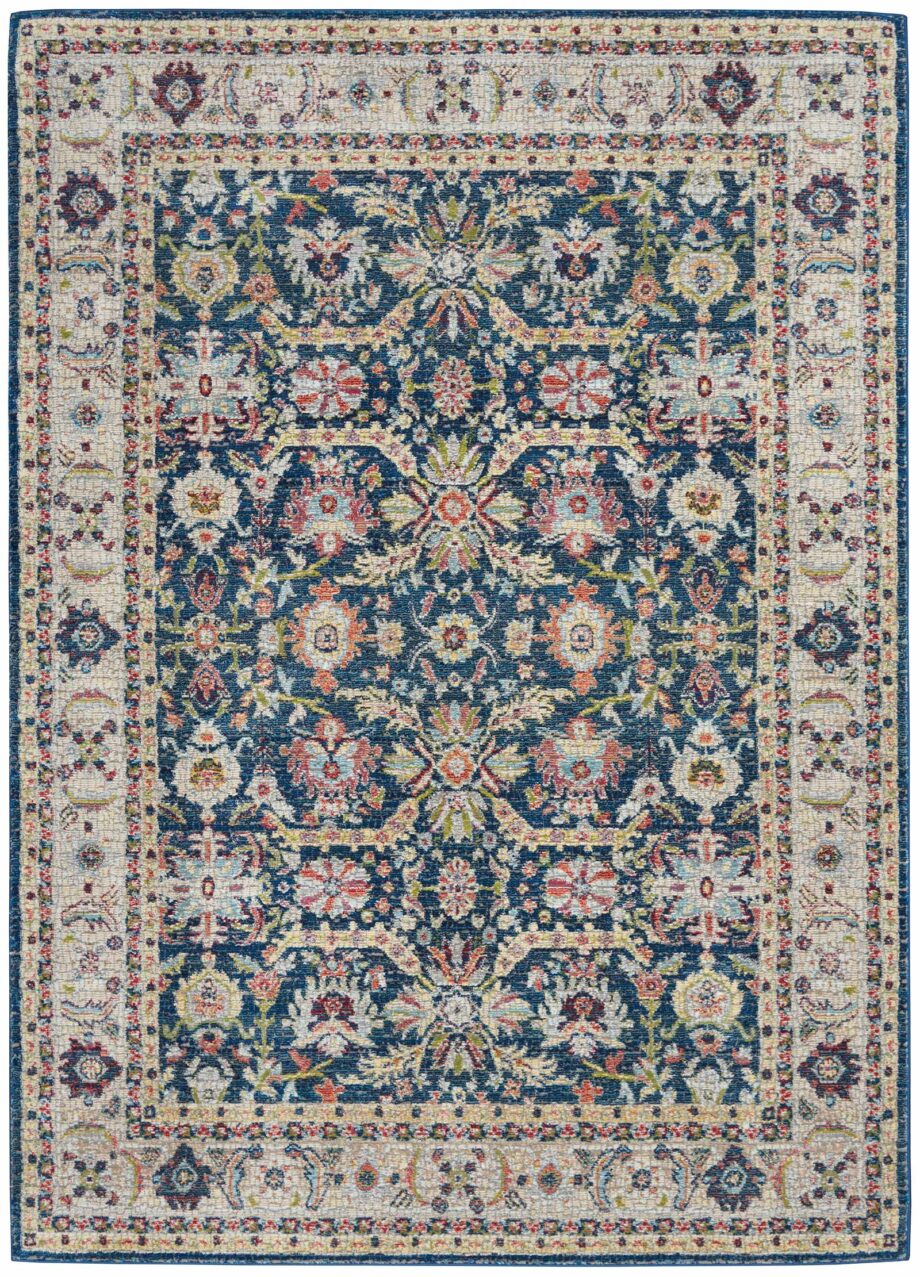 Nourison rug Ankara Global ANR13 NAVMT NAVY MULTI 5x8 099446498328 flat C