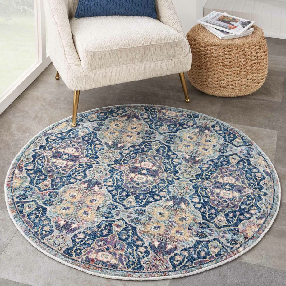 Nourison rug Ankara Global ANR16 NVMTC NAVY MULTICOLOR 4xRND 099446855763 interior 1