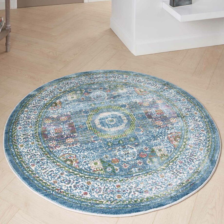 Nourison rug Ankara Global ANR17 IVLTB IVORY LIGHT BLUE 4xRND 099446855848 interior 1