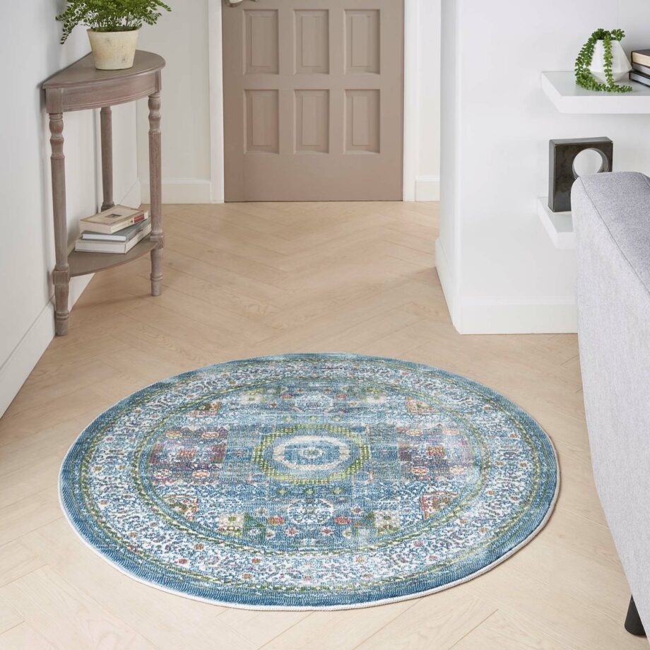 Nourison rug Ankara Global ANR17 IVLTB IVORY LIGHT BLUE 4xRND 099446855848 interior 3