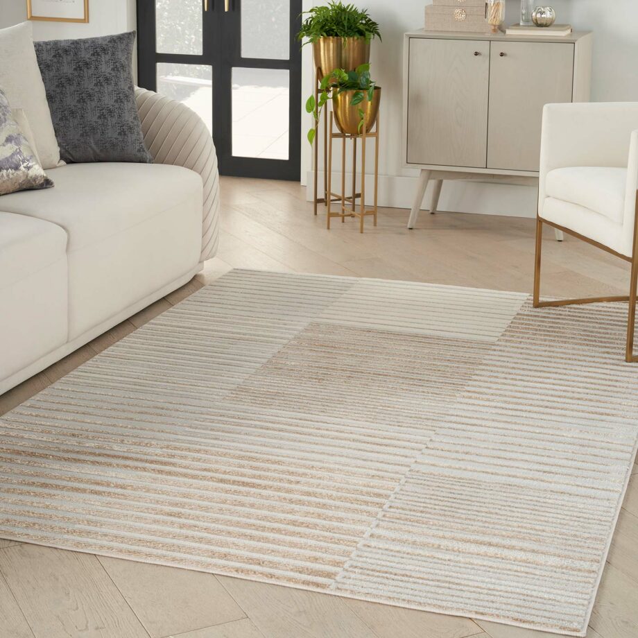 Nourison rug Brush Strokes BSK04 BGESV BEIGE SILVER 5x7 099446899149 interior 1