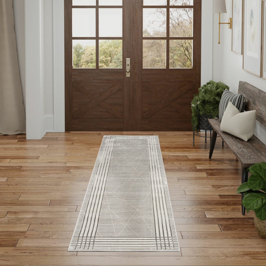 Nourison rug Desire DSR01 GRSIL GREY SILVER 2x8 099446128515 interior 1