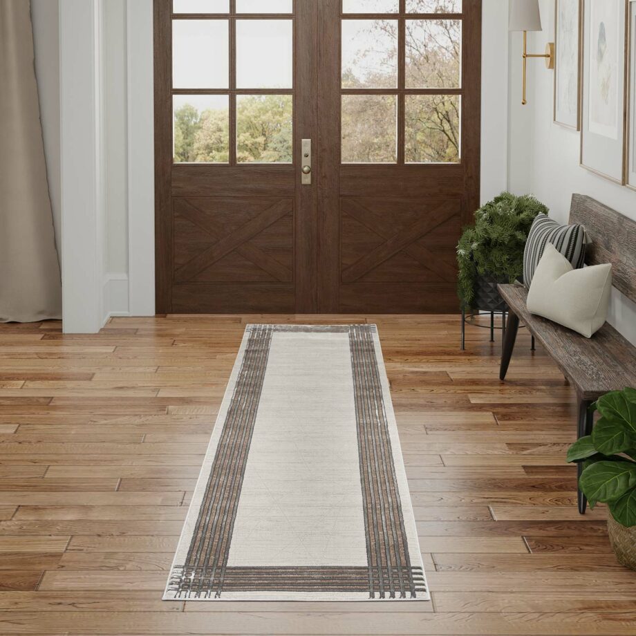 Nourison rug Desire DSR01 IVSIL IVORY SILVER 2x8 099446128270 interior 1