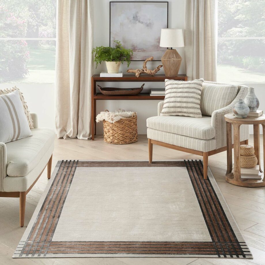 Nourison rug Desire DSR01 IVSIL IVORY SILVER 5X7 099446128331 interior 1