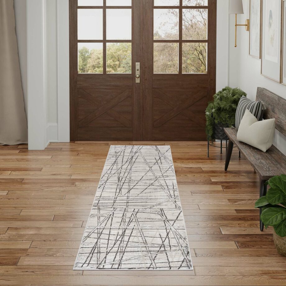 Nourison rug Desire DSR03 GRSIL GREY SILVER 2x8 099446129116 interior 1