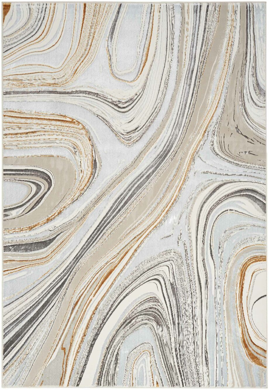Nourison rug Glitz GLZ21 GRYGD GREY GOLD 5x7 099446951151