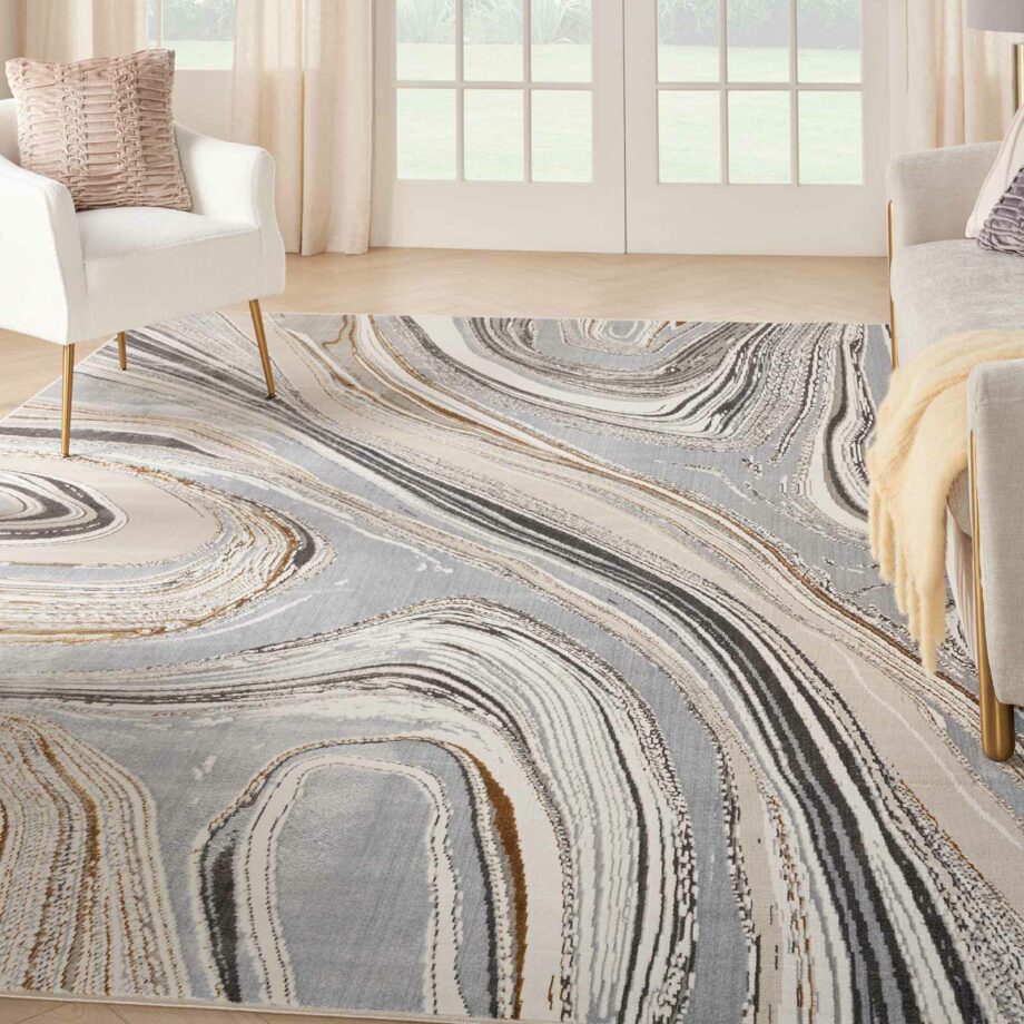Nourison rug Glitz GLZ21 GRYGD GREY GOLD 8x10 099446951168 interior 1