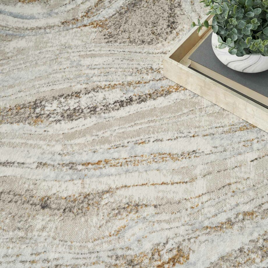 Nourison rug Glitz GLZ22 GRYGD GREY GOLD 5x7 099446951205 interior 2