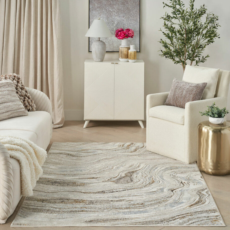 Nourison rug Glitz GLZ22 GRYGD GREY GOLD 5x7 099446951205 interior 3