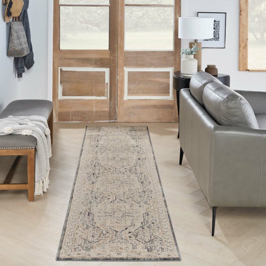 Nourison rug Lynx LNX01 IVCHA IVORY CHARCOAL 2x8 099446081759 interior 1