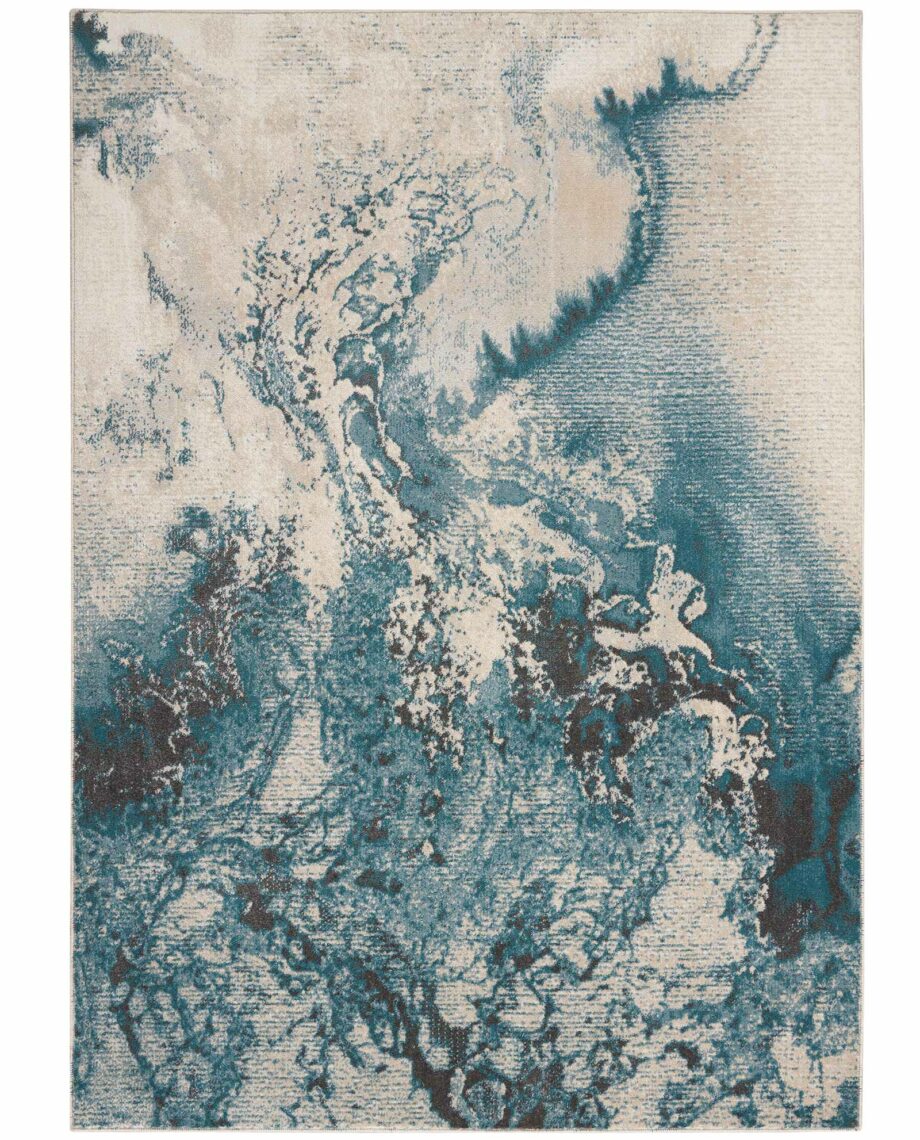 Nourison rug Maxell MAE08 IVTL IVORY TEAL 5X7 099446880222