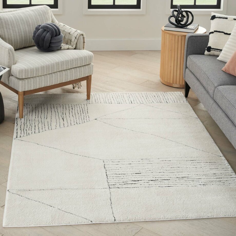 Nourison rug Modern Comfort MNC02 IVBLK IVORY BLACK 5x7 099446902146 interior 1