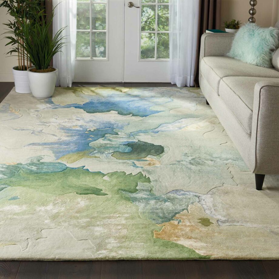 Nourison rug Prismatic PRS16 SEAFM 8x10 099446471109 interior 1
