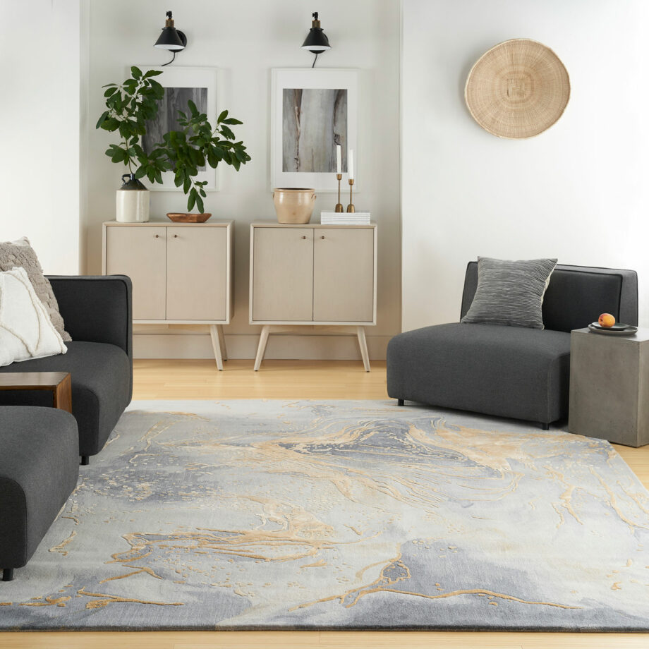 Nourison rug Prismatic PRS28 GRYGD GREY GOLD 8x10 099446891921 interior 3