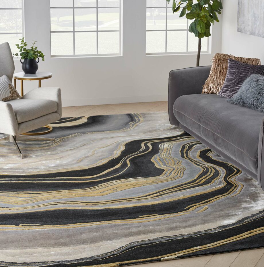 Nourison rug Prismatic PRS31 CHAGY CHARCOAL GREY 9x12 099446100542 interior 1