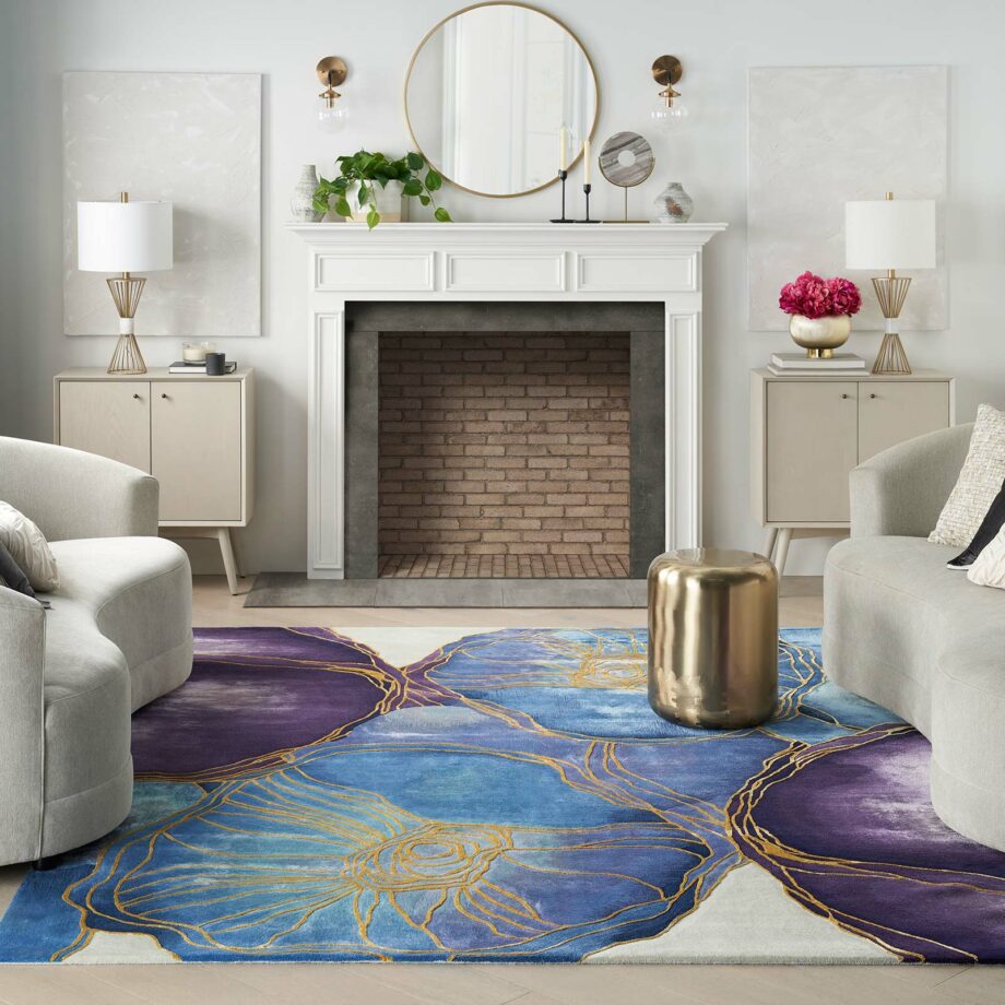Nourison rug Prismatic PRS32 BLGLD BLUE GOLD 6x8 099446135254 interior 3