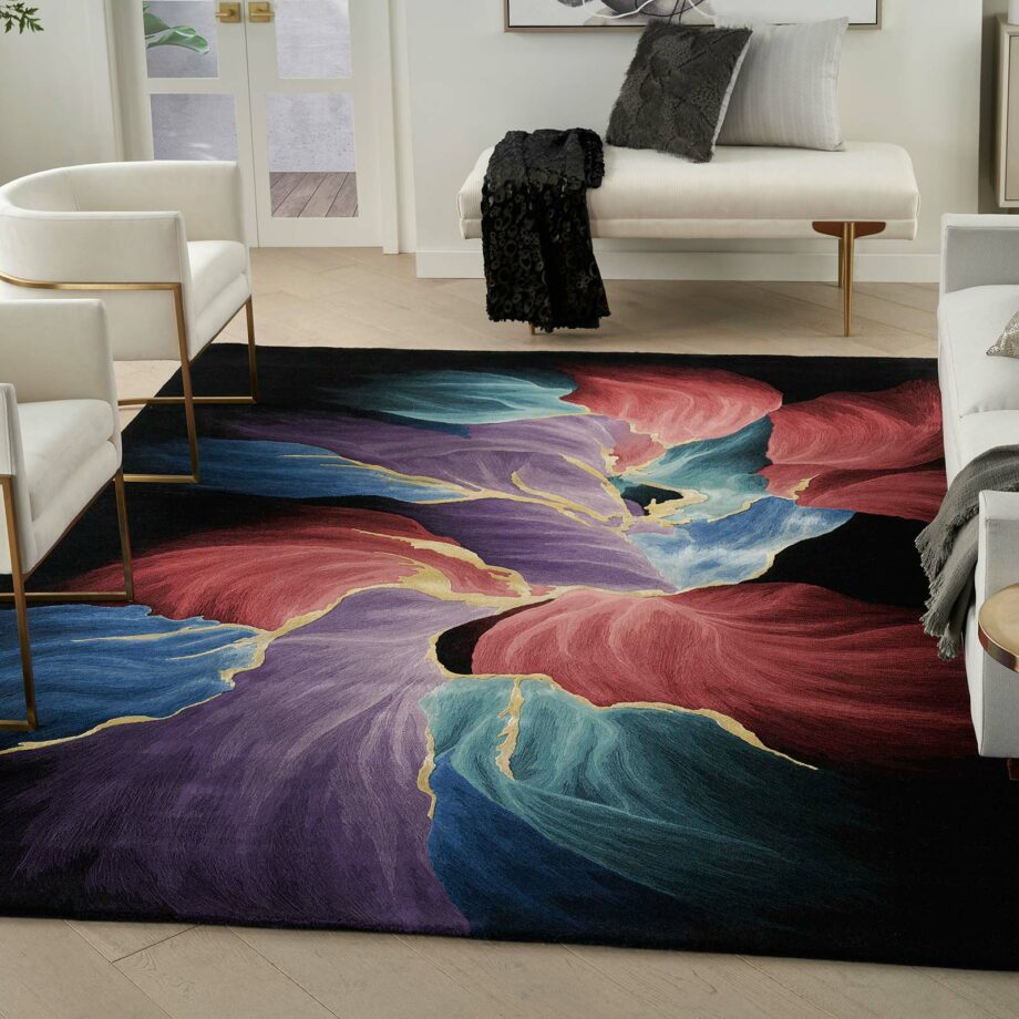 Nourison rug Prismatic PRS34 BLACK 8X10 099446160546 interior 1