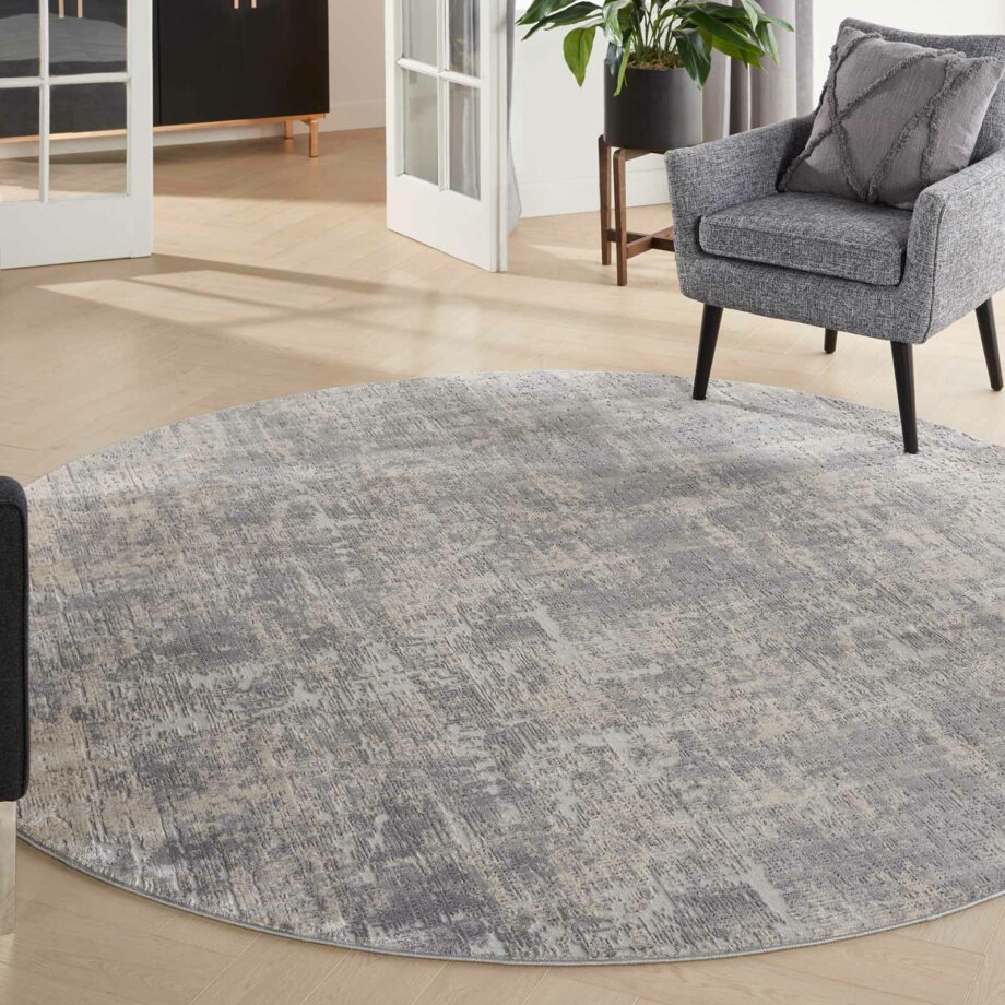 Nourison rug Rustic Textures RUS01 IVSIL IVORY SILVER 8XRND 099446835888 interior 1