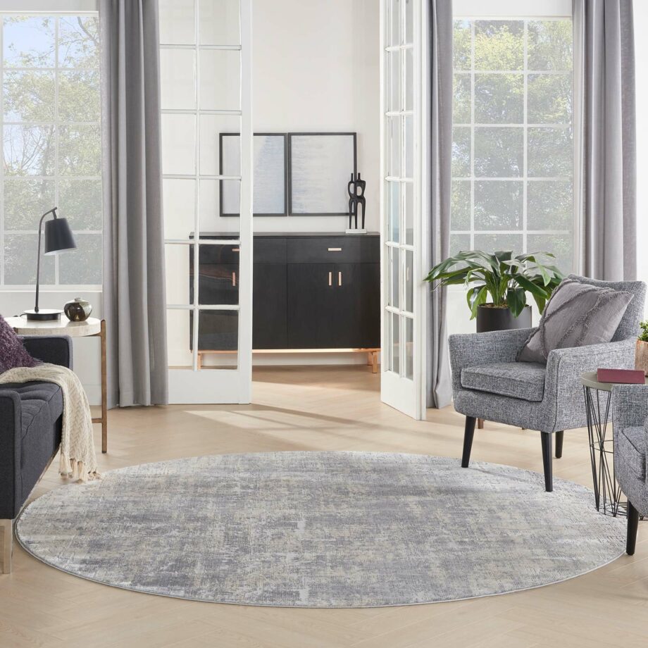 Nourison rug Rustic Textures RUS01 IVSIL IVORY SILVER 8XRND 099446835888 interior 3