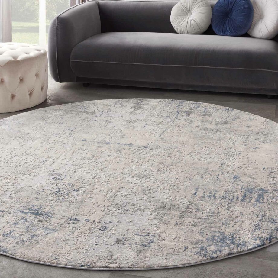 Nourison rug Rustic Textures RUS07 IVGRB IVORY GREY BLUE 8XRND 099446836175 interior 1