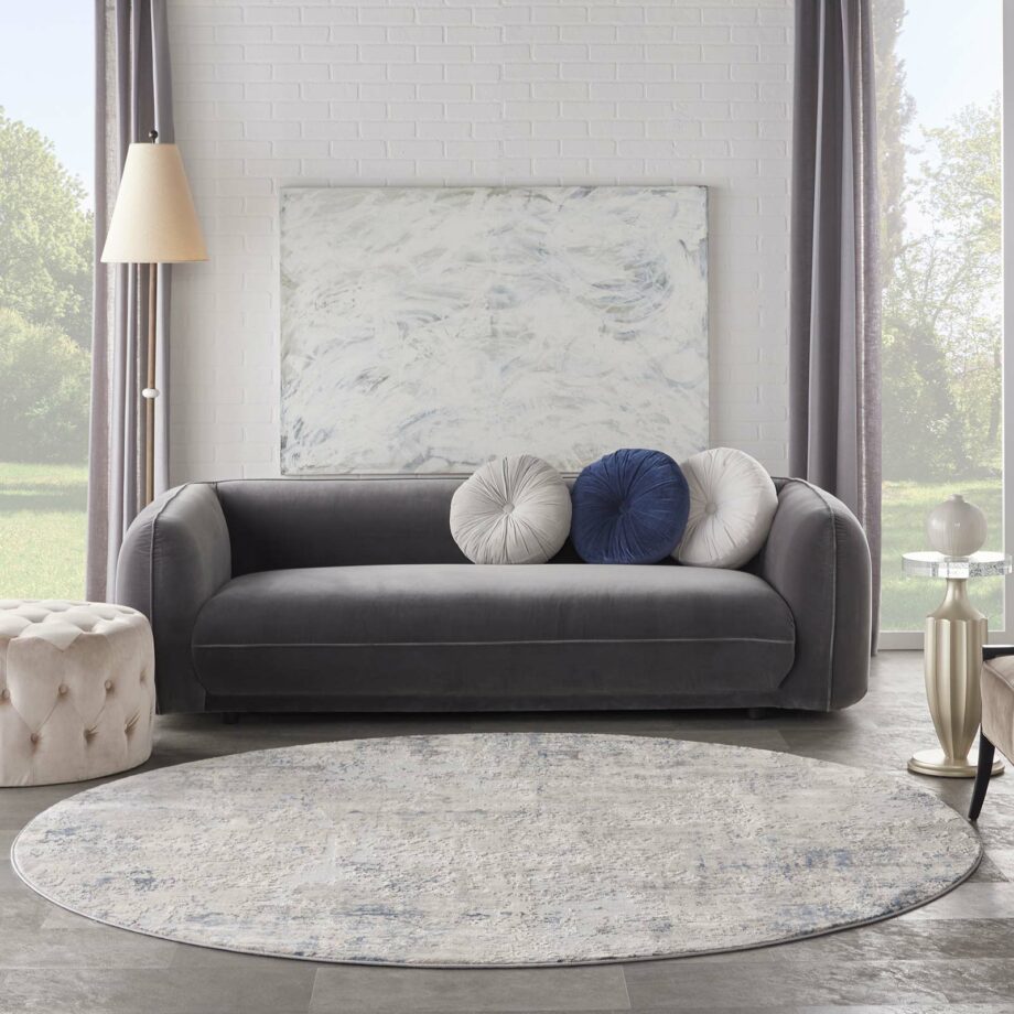 Nourison rug Rustic Textures RUS07 IVGRB IVORY GREY BLUE 8XRND 099446836175 interior 3