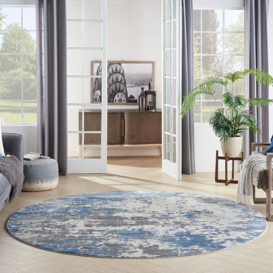 Nourison rug Rustic Textures RUS08 GRYBL GREY BLUE 8XRND 099446836021 interior 3
