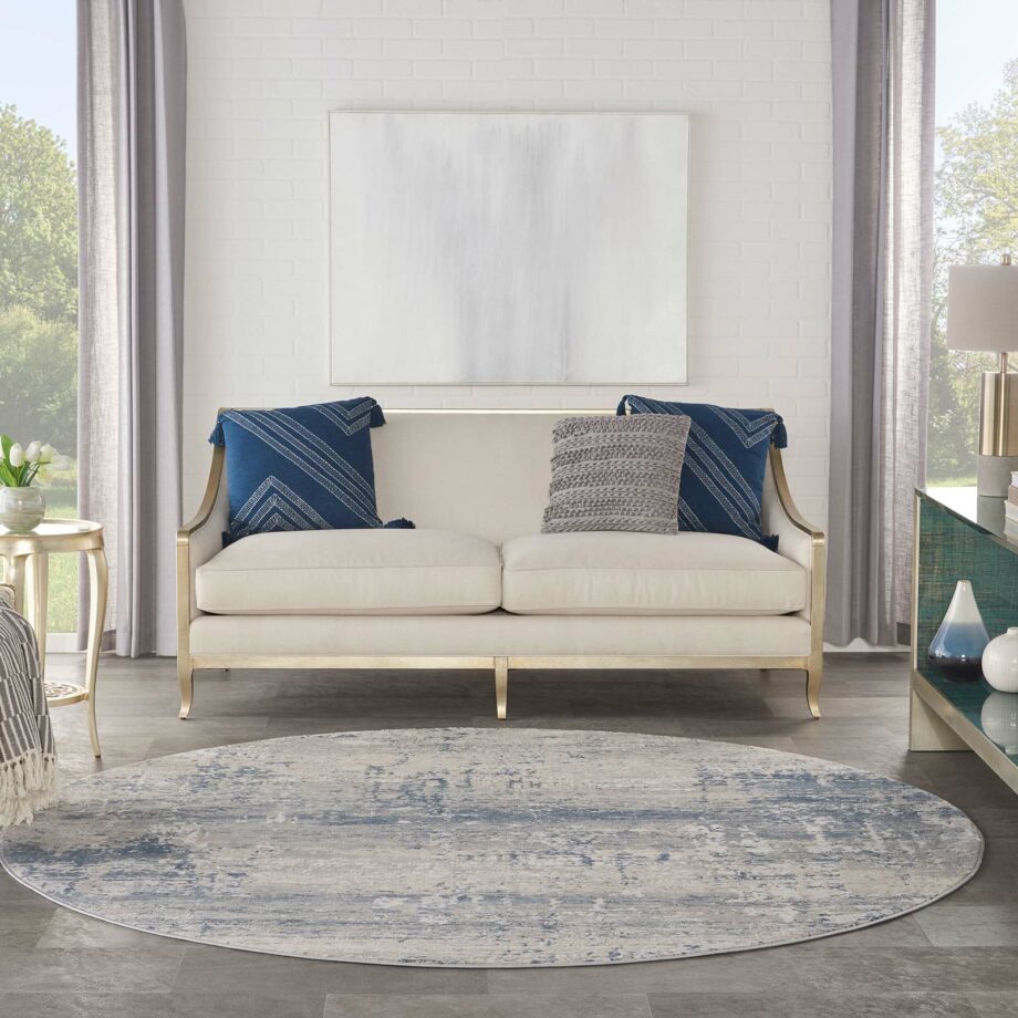 Nourison rug Rustic Textures RUS10 IVBLU IVORY BLUE 8XRND 099446836045 interior 3