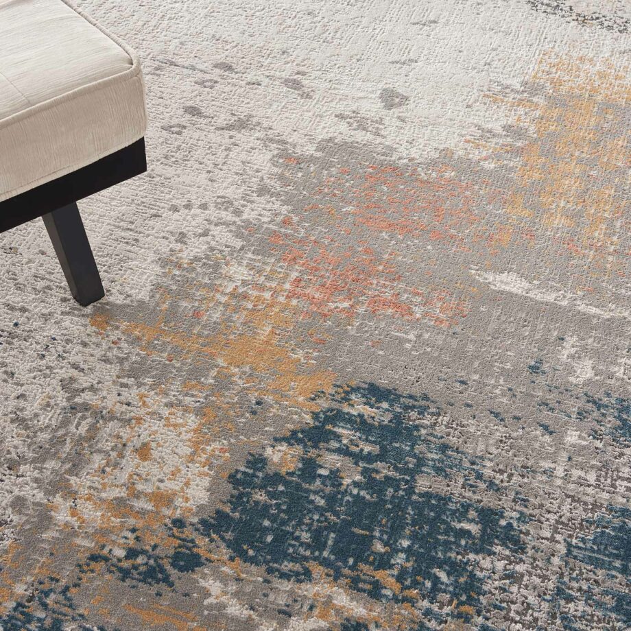 Nourison rug Rustic Textures RUS13 GRYBL GREY BLUE 8XRND 099446836083 interior 2