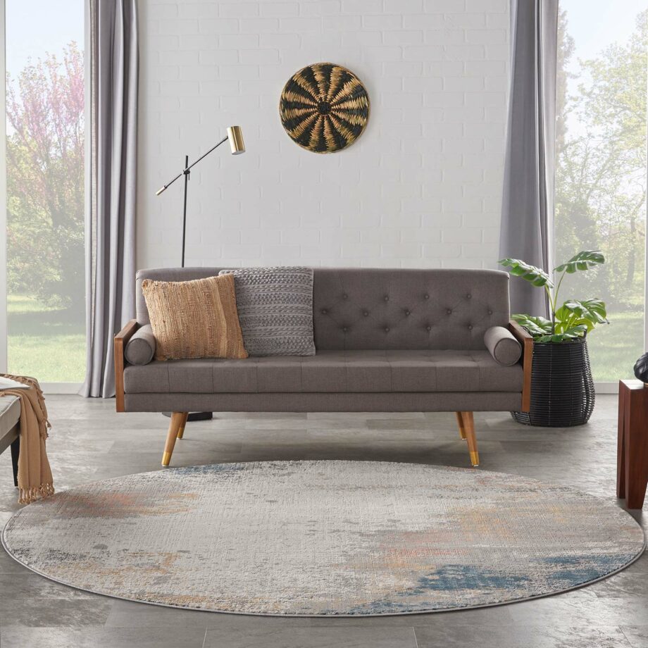 Nourison rug Rustic Textures RUS13 GRYBL GREY BLUE 8XRND 099446836083 interior 3