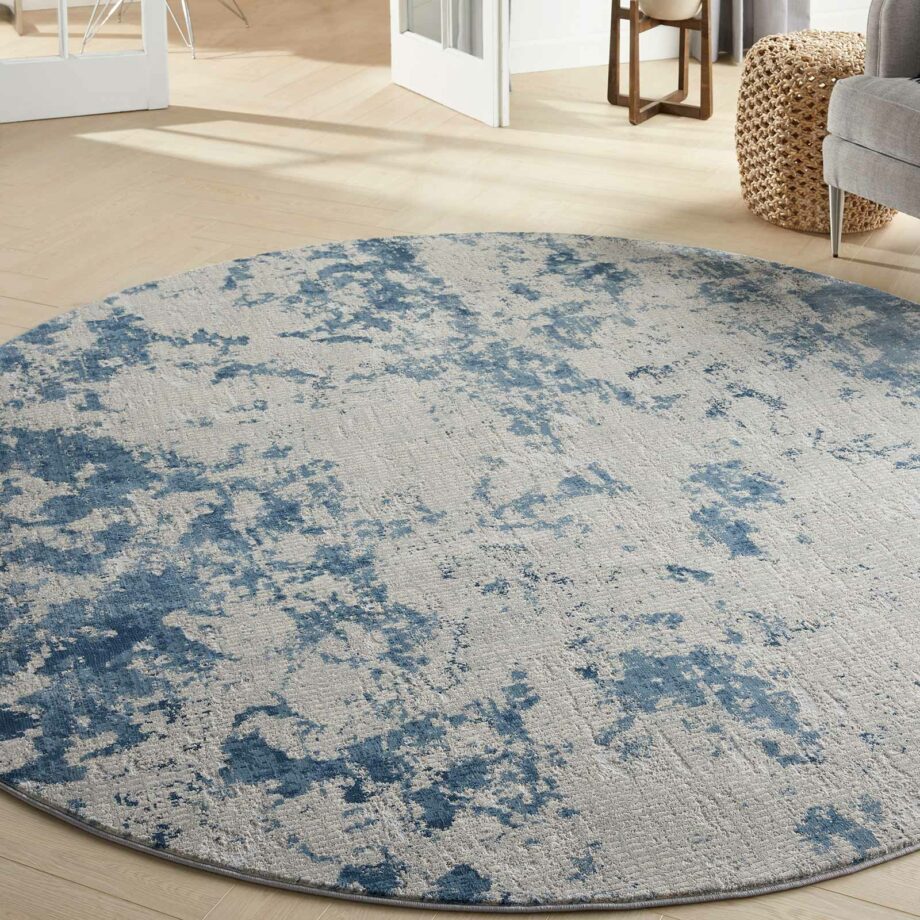 Nourison rug Rustic Textures RUS16 GRYBL GREY BLUE 8XRND 099446836120 interior 1