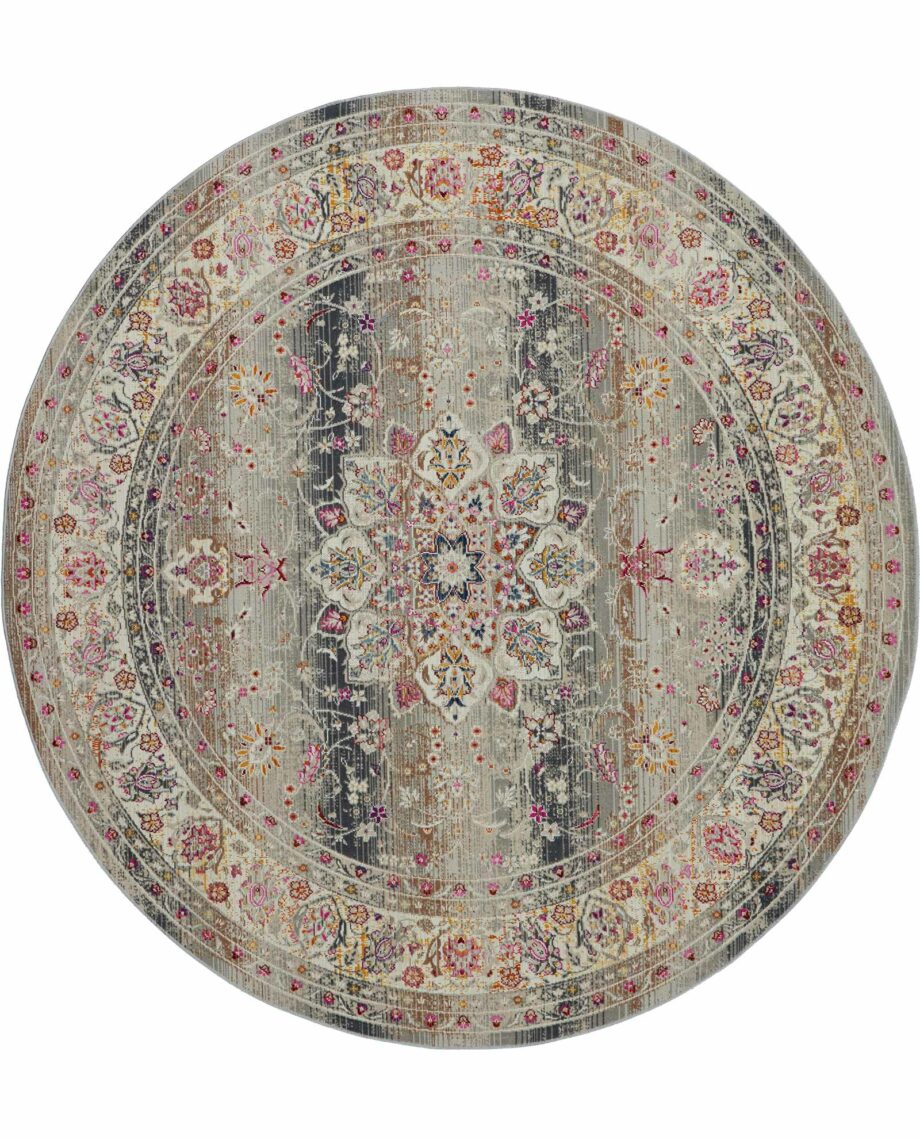 Nourison rug Vintage Kashan VKA01 GREY 6xRND 099446455109 C
