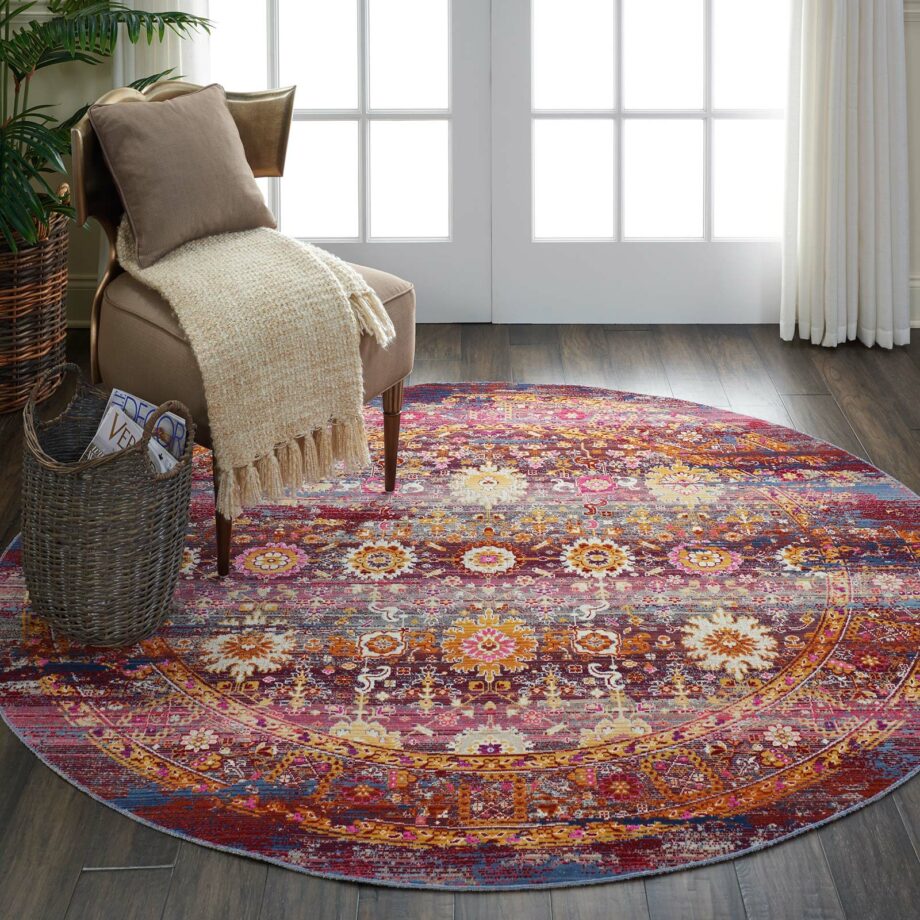 Nourison rug Vintage Kashan VKA03 RED MULTI 6xRND 099446455567 interior 1 C