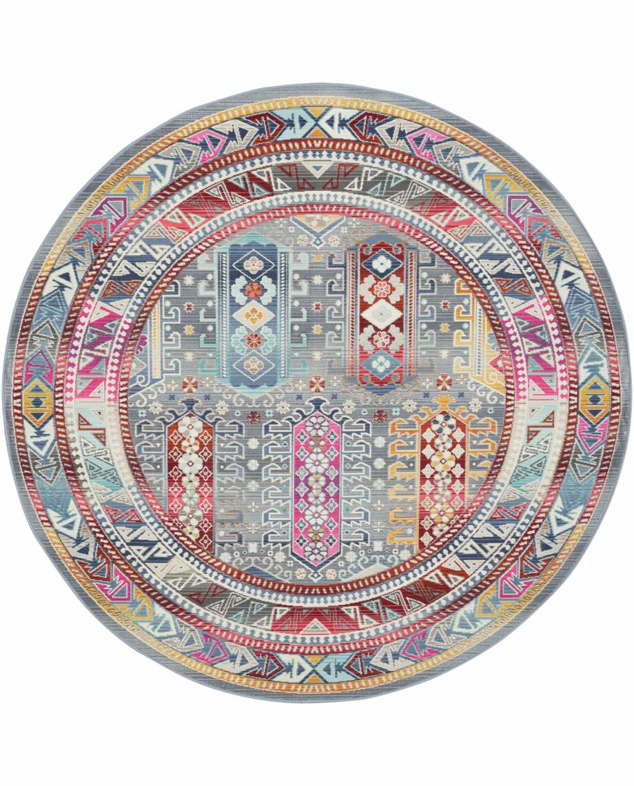 Nourison rug Vintage Kashan VKA06 GYMTC GREY MULTICOLOR 6xRND 099446811981