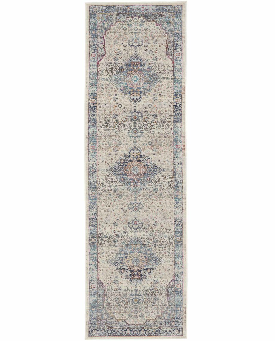 Nourison rug Vintage Kashan VKA07 IVBLU IVORY BLUE 2x8 099446812032