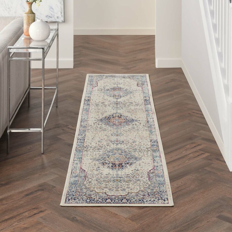 Nourison rug Vintage Kashan VKA07 IVBLU IVORY BLUE 2x8 099446812032 interior