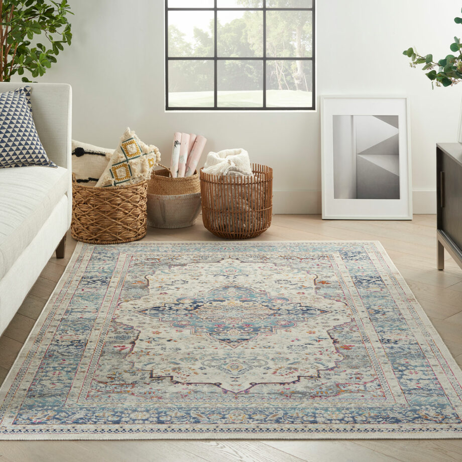 Nourison rug Vintage Kashan VKA07 IVBLU IVORY BLUE 5X8 099446812094 interior 3