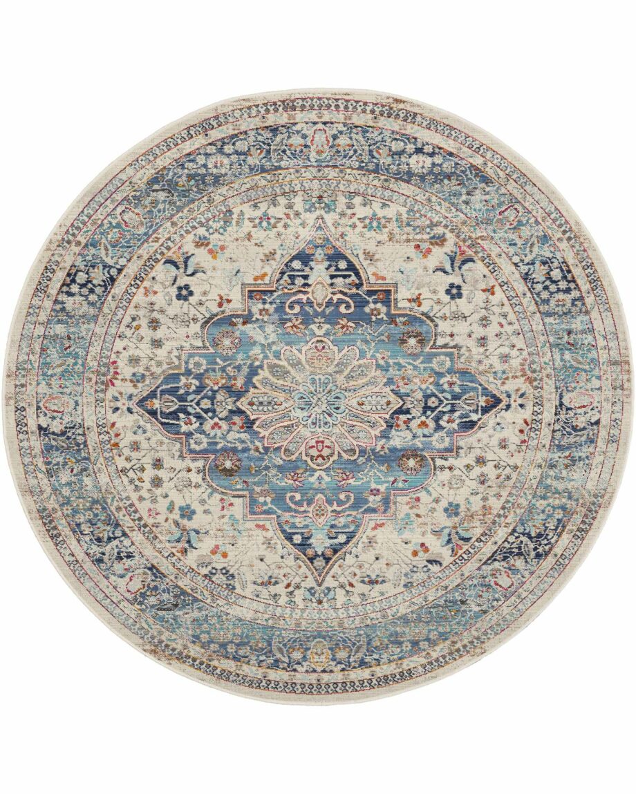 Nourison rug Vintage Kashan VKA07 IVBLU IVORY BLUE 6xRND 099446812100